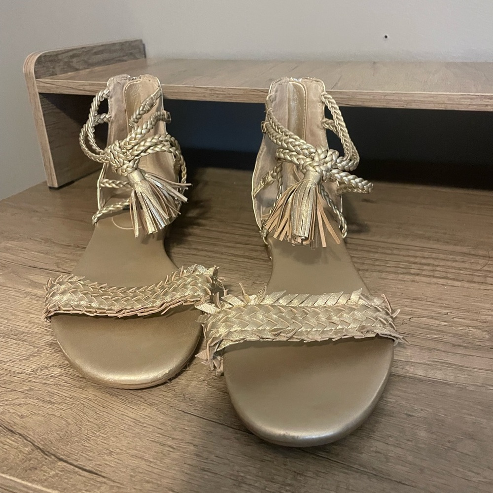 WHBM Gold Gladiator Style Sandals